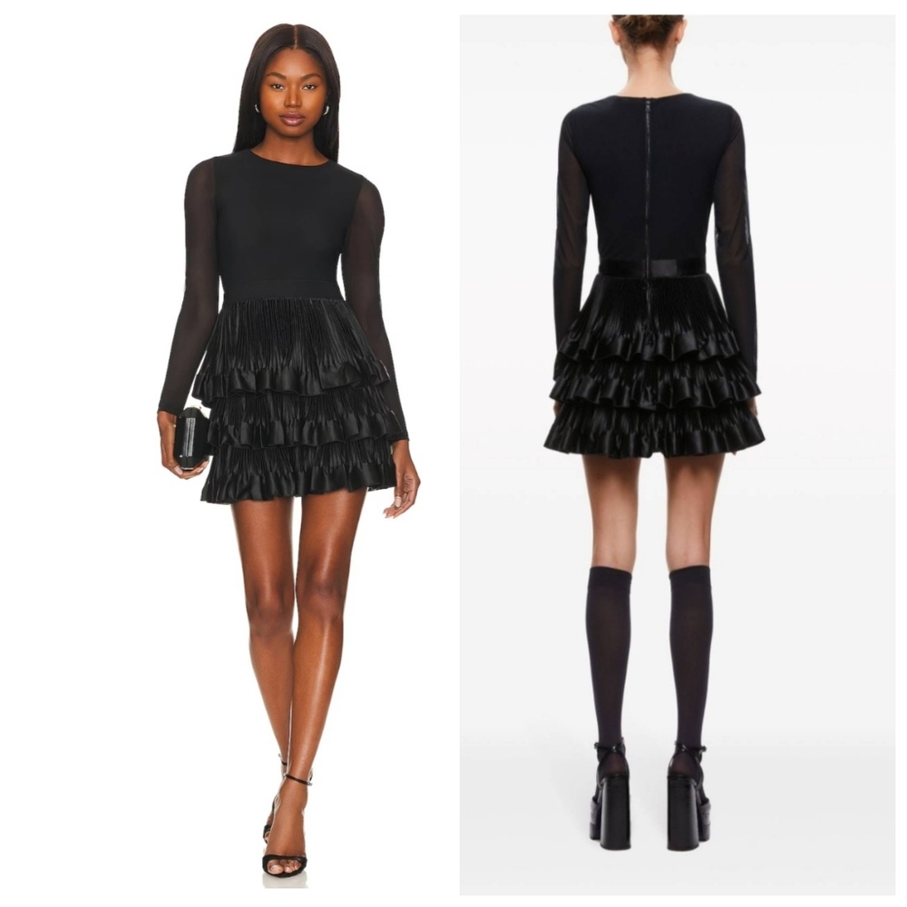 ALICE + OLIVIA CHARA TIERED RUFFLE MINI DRESSSIZE 4  $465 - Picture 3 of 16